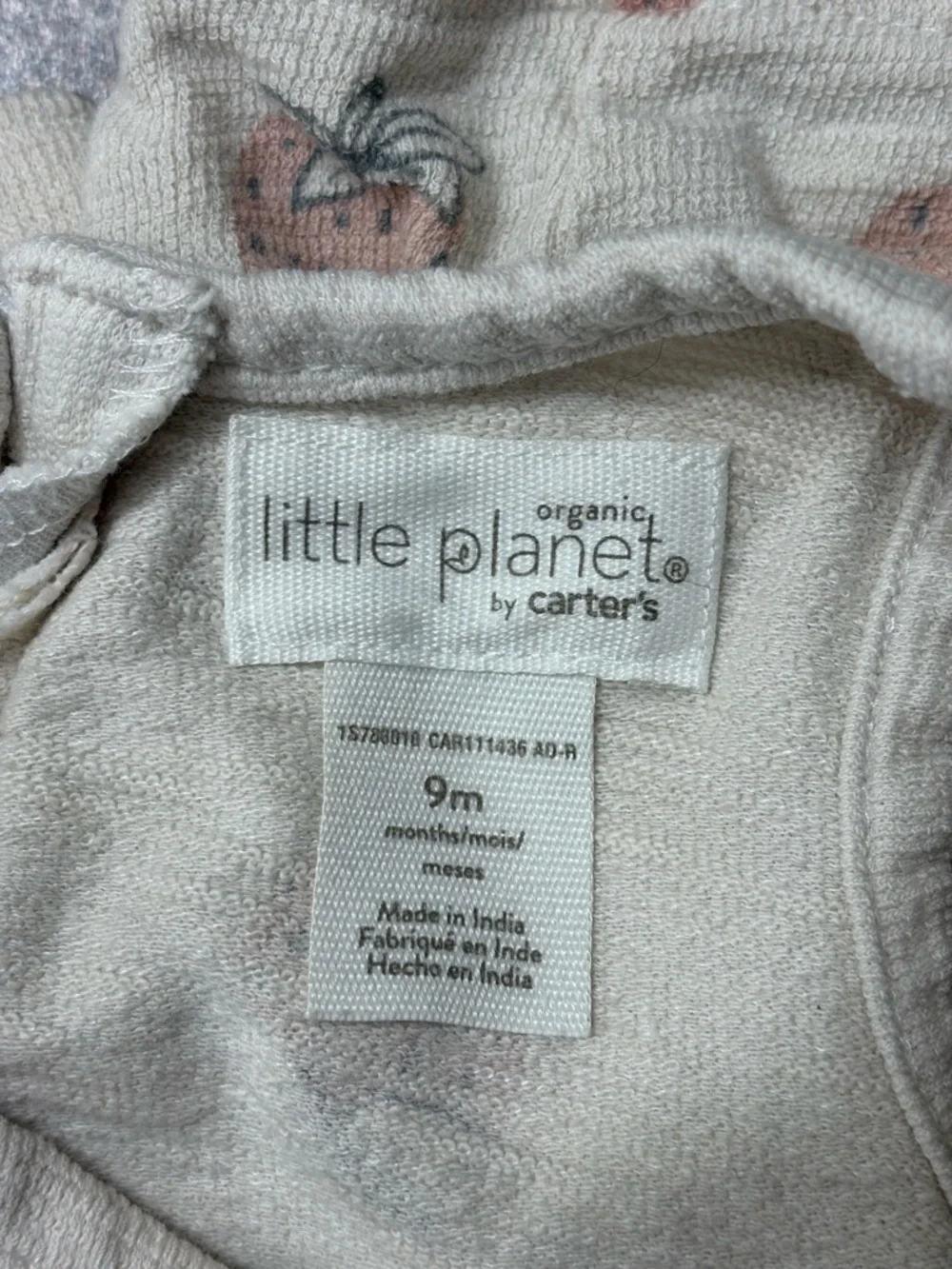 Carter’s 9M Strawberry Top - Baby Girl Ruffle Tank - Organic Cotton - Picture 6 of 7